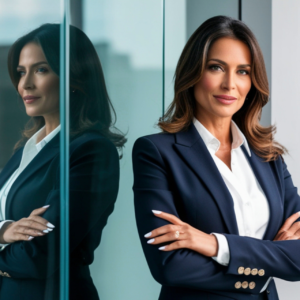 Mujer segura poniendo límites con calma